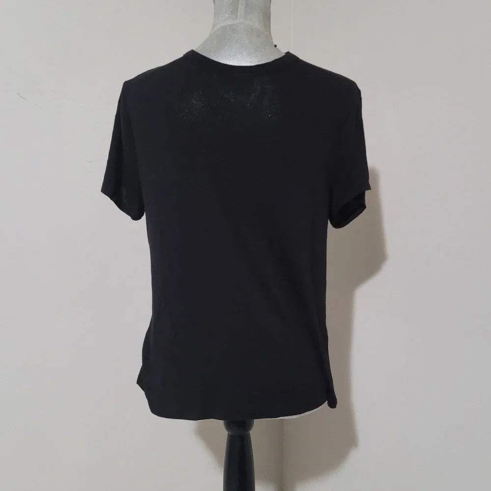 M Charlotte Russe grommet collar cut out tee short sleeve v tail black goth - Picture 4 of 10